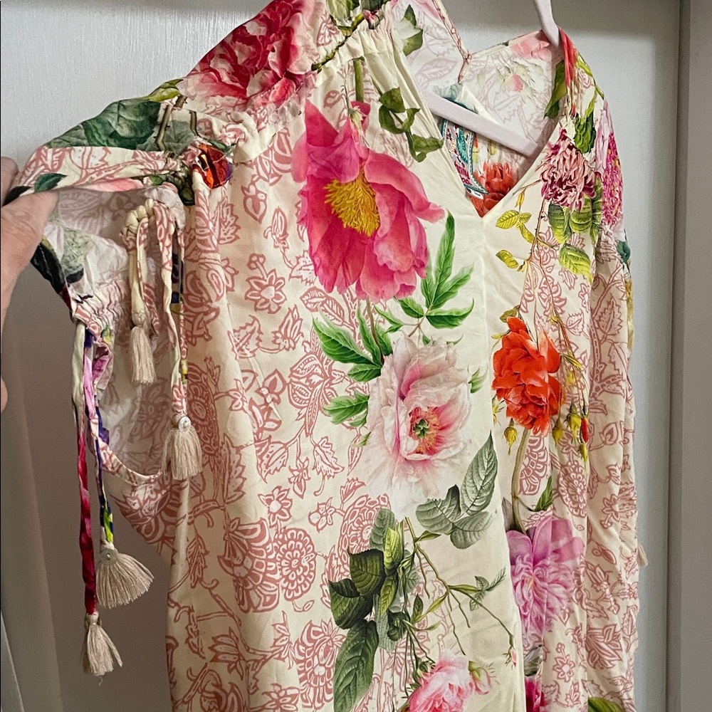 Johnny Was Floral Rayon Blouse Romantic Boho Top